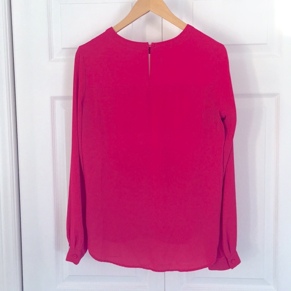 Fuschia semi-sheer blouse with keyhole neck detail - Picture 3 of 6